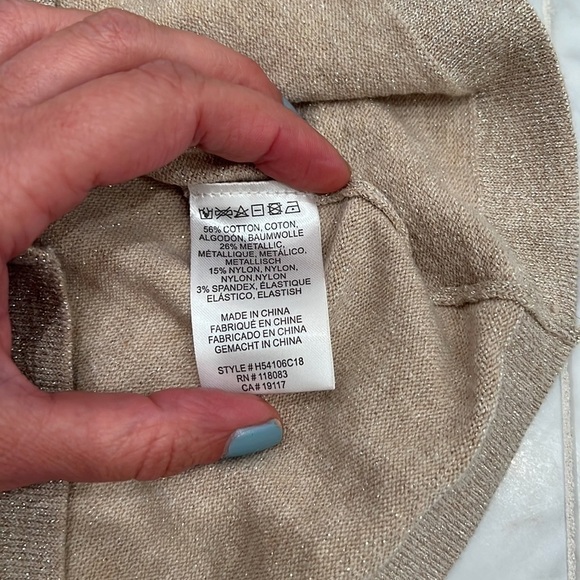 MINNIE ROSE ⭐️ Gold lurex knit flutter sleeve sweater size XS - Picture 4 of 6